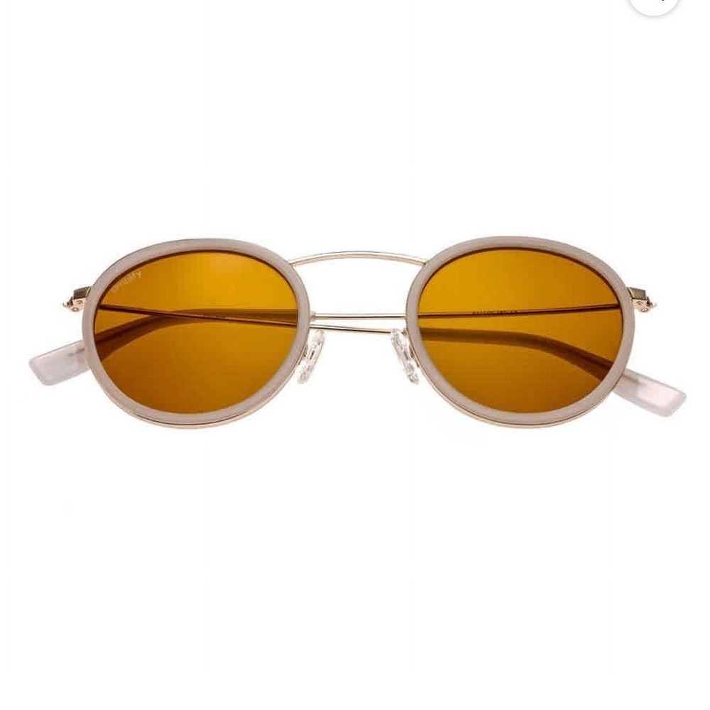 Simplify Jones Round Sunglasses White Acetate Frame Brown Polarized Lens Unisex